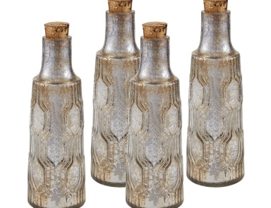 Аксессуар Set of Four 8" Mouth Blown Mercury Glass Bottle Dimond Home