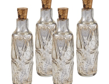 Аксессуар Set of Four 10" Mouth Blown Mercury Glass Bottle Dimond Home