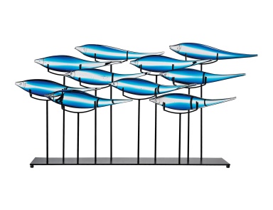 Аксессуар Tultui Ice Blue 22-Inch Glass and Metal Table Art - Large Dimond Home