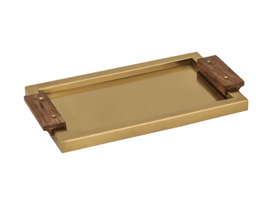 Поднос Brass Tray with Wood Handles Dimond Home