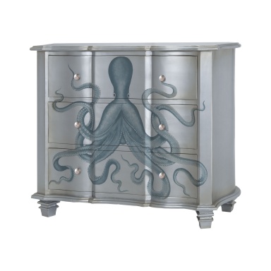 Комод Gorgon Octopus Chest In Silver Leaf And Blue