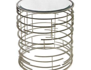 Стол Contemporary Sculptural Metal Work Side Table With Clear Glass Top Sterling (стеклянный стол)