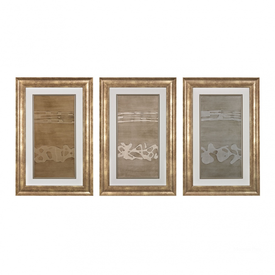 Картина Metal Alloy In Champagne Pearl And Silver - Fine Art Giclee Under Glass With Textured Acrylic Paint Sterling