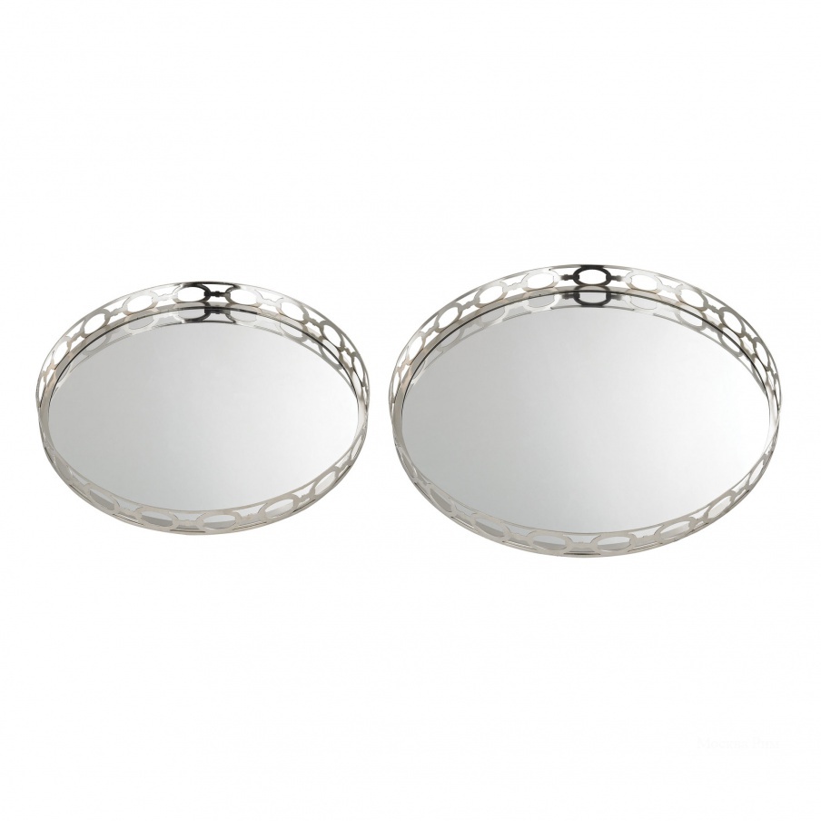 Поднос Set of 2 Mirrored Ring Tray Sterling