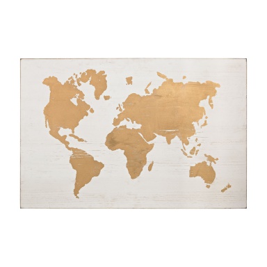Настенный декор Metallic World Map on Wood