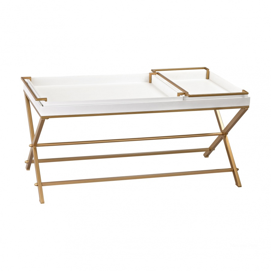 Стол Gold and White Coffee Table with Trays Sterling