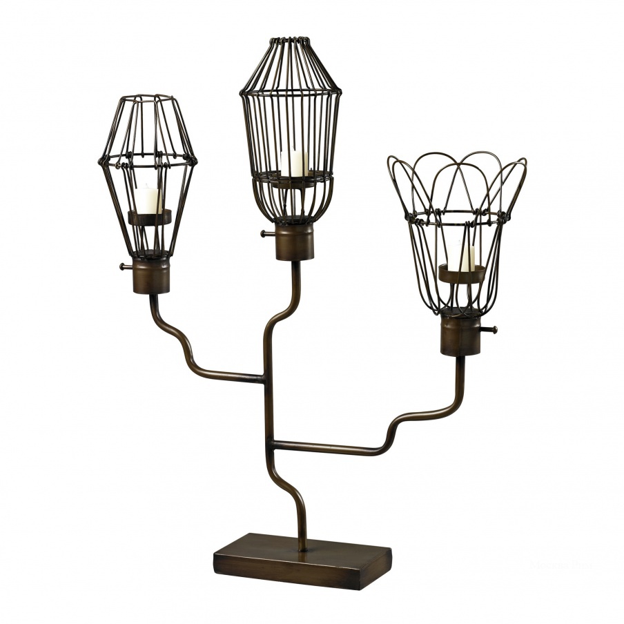 Подсвечник Iron Caged Bulb Candle Holder Sterling