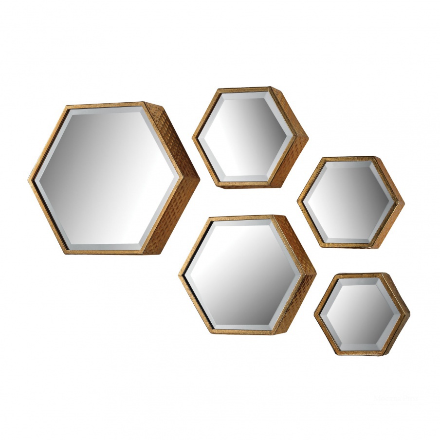 Настенное Hexagonal Beveled Mirror - Set of 5 Mirror Masters