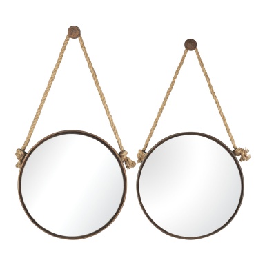 Настенное Round Mirrors On Rope - Set of 2