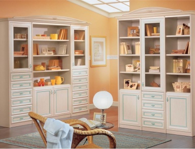 Шкаф книжный из МДФ и томбурато Daniela Beige1, Forni Mobili