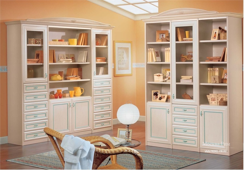 Шкаф книжный из МДФ и томбурато Daniela Beige1, Forni Mobili