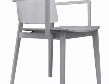 Стул с подлокотниками на каркасе из массива дуба обитый кожей или тканью Hati, Lema