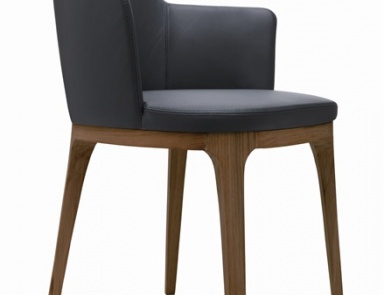 Стул с подлокотниками на каркасе из массива дуба обитый кожей или тканью Lucy, Lema